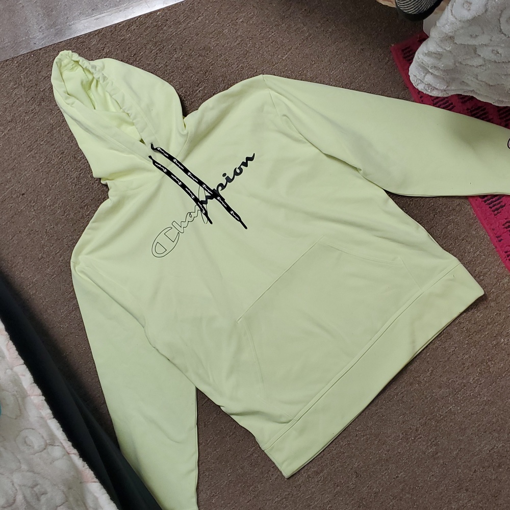 Champion Neon Yellow Hoodie for Men Size M